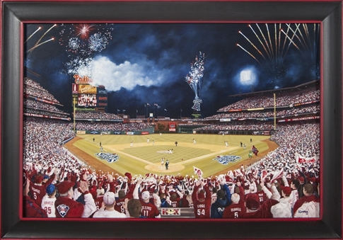 Magnificent 2008 Phillies Championship "Phinally!" Original Painting by Mike Kuyper - Previously Displayed at Citizens Bank Park